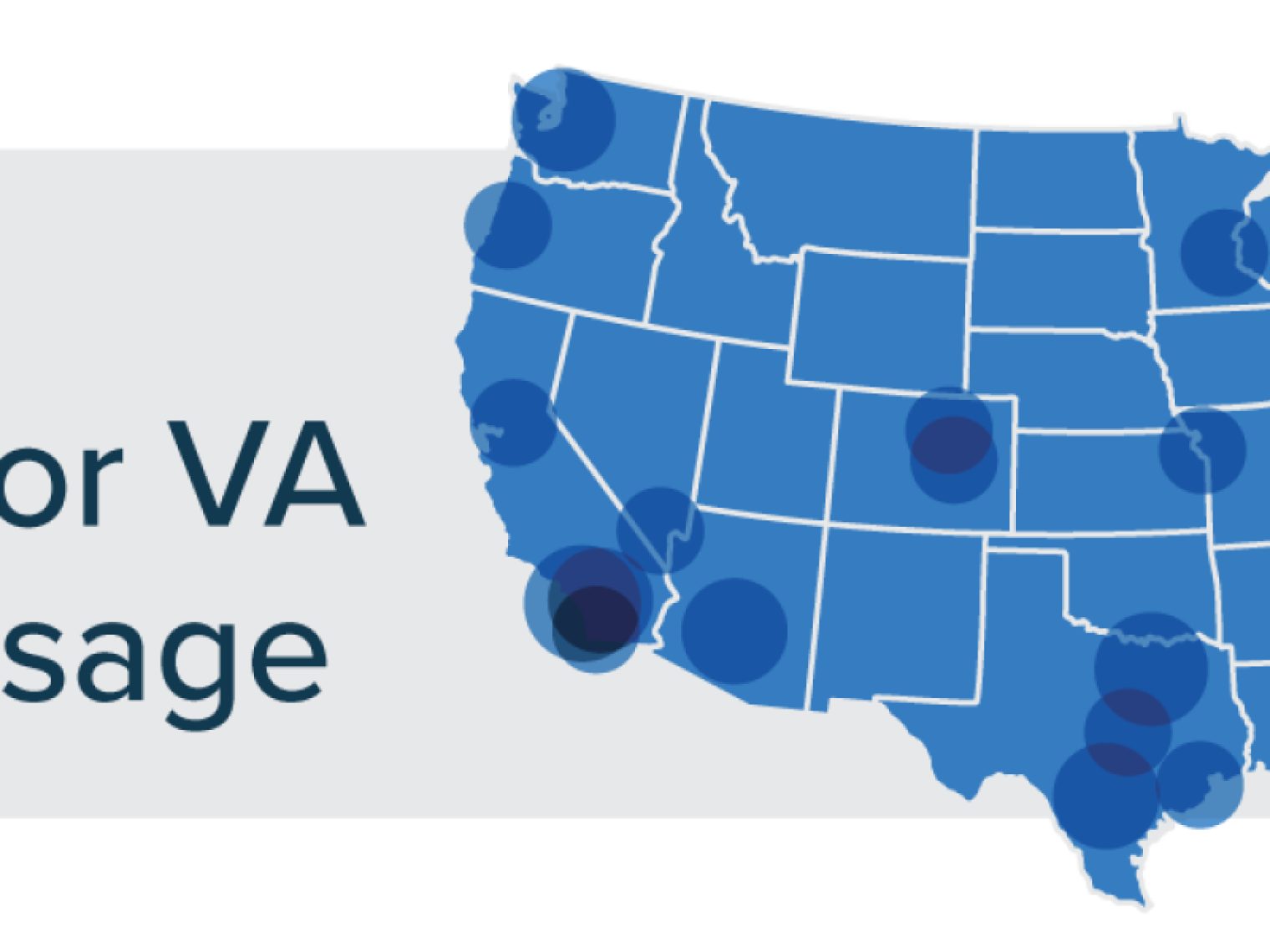 Map of U.S. with circles showing the best cities to use VA loans.